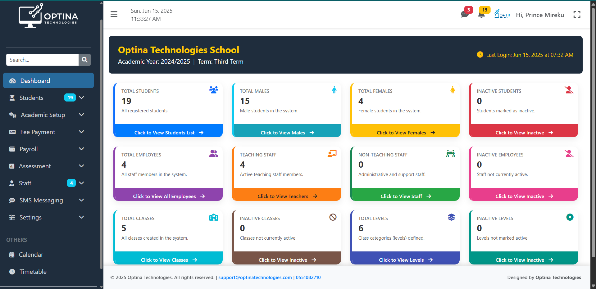 Optina Technologies School System